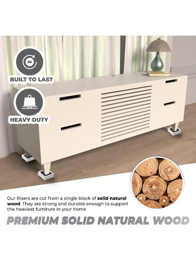 FASONLA Bed Risers (Set of 8) Furniture Risers Lifts Height 1", 2", 3" or 4", Solid Natural Wood Risers, Non-Slip Recessed Hole to Heavy Bed/Furniture (White Color) - Image 5